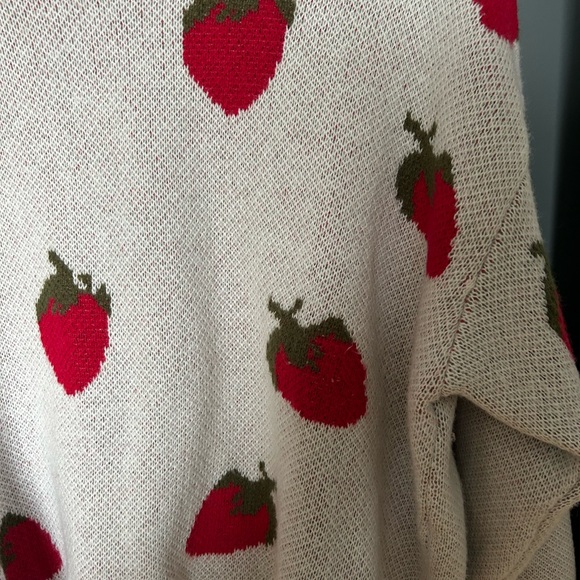 Strawberry Patterned White Sweater - Picture 2 of 3